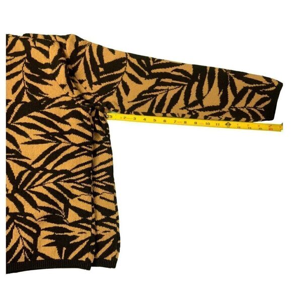 Talbots Cardigan Sweater‎ Women Black/Light Brown Leaf Fern Print Full Zip - Picture 5 of 7